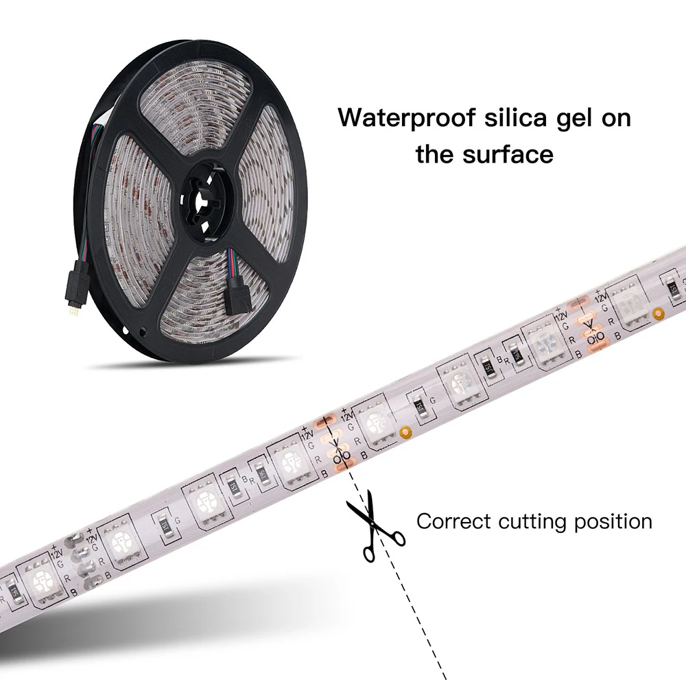 5 м RGB 5050 СВЕТОДИОДНАЯ лента SMD водонепроницаемая гибкая светодиодная с мощностью