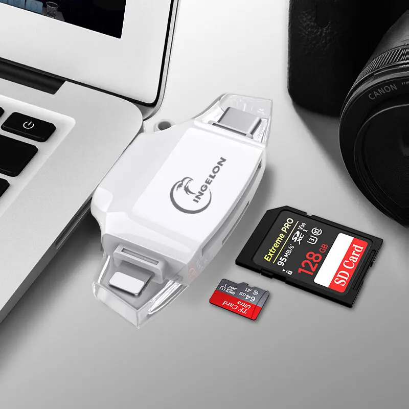 SD Card Reader аксессуары для ноутбуков microSD кардридер 4 в 1 адаптер для компьютера карты памяти Smart USB C Adaptador iPhone