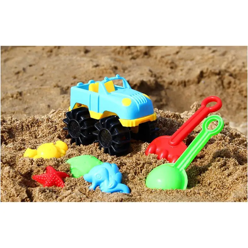 low cost  7pcs for Jeep Beach Sand Toy Set Sand Mold Building Kids Summer Toys Outdoor Game