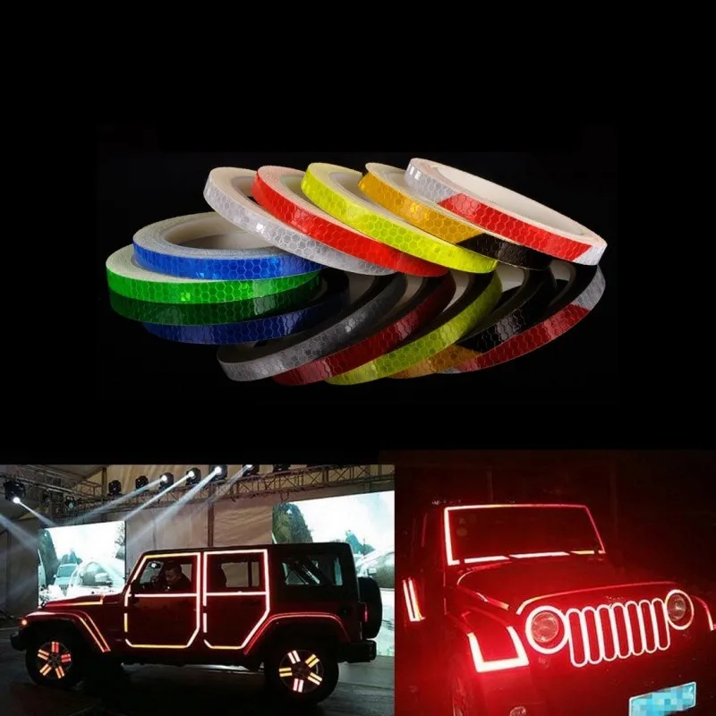 1 Pcs 8M Bicycle Reflector Fluorescent Mountain Road Bike Sticker Wheel Rim Reflective Stickers Decal Accessories Cycling Parts