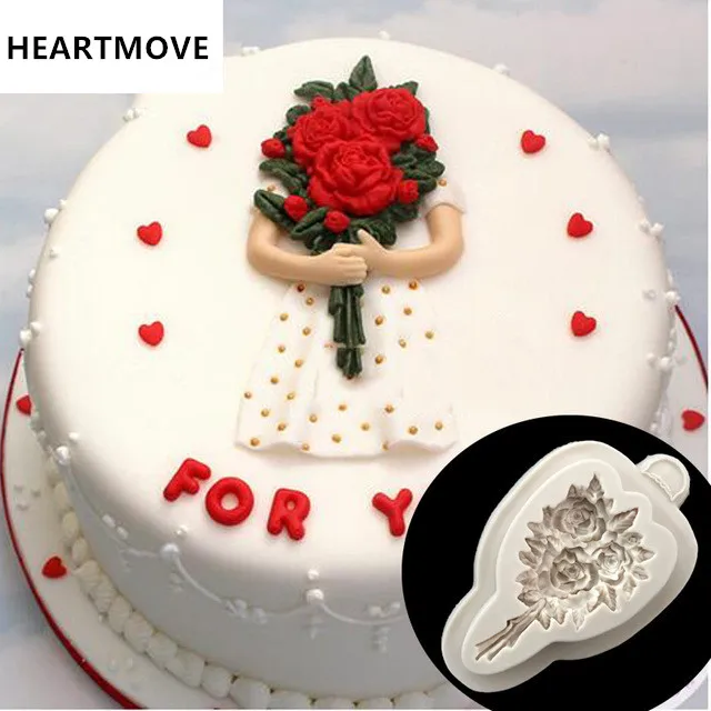 HEARTMOVE 1PCS Bouquet Shape 3D Silicone Fondant Cake Mold For Cup Cake Decorating Jelly Chocolate Soap Modeling Flower Mold
