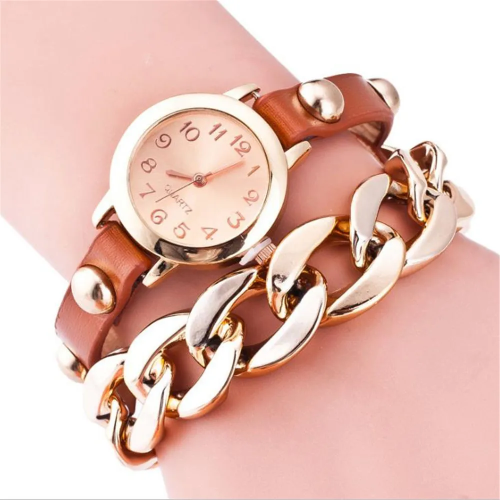 

Chain Wrap Bracelet Girl Watch Studded Belt Stainless Steel Shell Quartz Watch