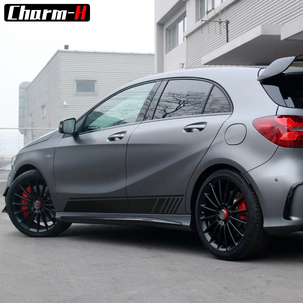 2018 جديد طبعة 1 نمط الجانب تنورة سباق شريط الفينيل ملصقات مصورة لمرسيدس بنز W176 فئة A180 A200 A250 a45 AMG 2018 جديد طبعة 1 نمط الجانب تنورة سباق شريط الفينيل ملصقات مصورة لمرسيدس بنز W176 فئة A180 A200 A250 a45 AMG