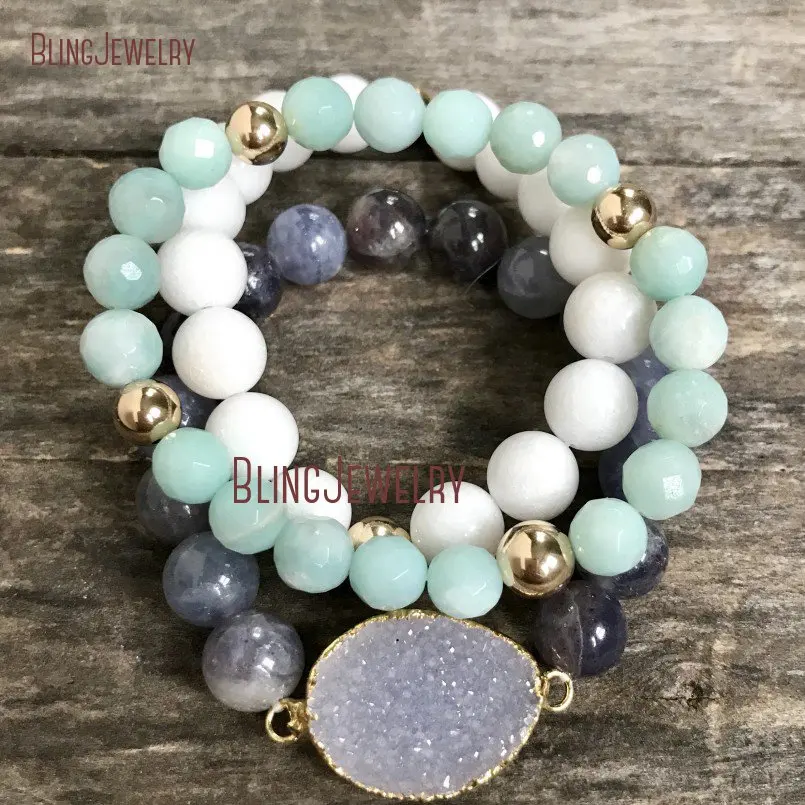 

Druzy Bracelet Druzy Stretch Beaded Stretch Bracelet Stacking Healing Bracelets BM16090