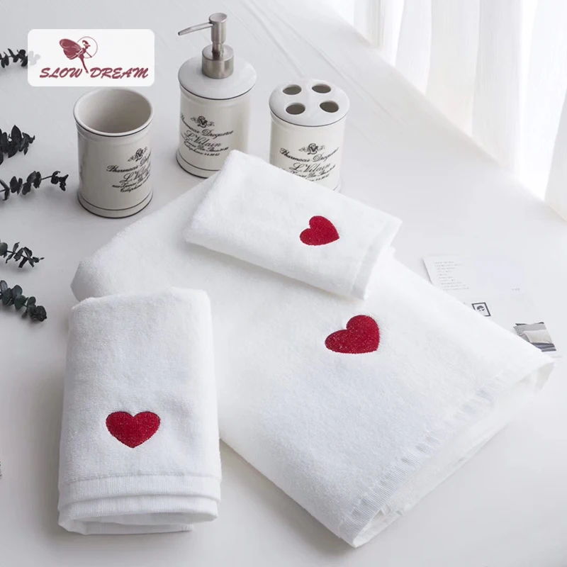 

Slowdream Nordic Love Microfiber Pure Cotton White Shower Towels Soft Quickly Dry Large Bath Towel For Adult Kids Swimwear Towel