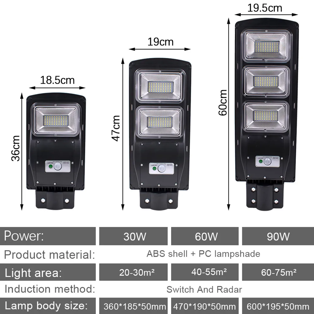 30/60/90 Вт Светодиодный уличный фонарь на солнечной батарее для дома и сада Солнечный светодиодный светильник уличный солнечный светильник движения PIR Сенсор стены синхронизации лампы+ лампы с дистанционным управлением