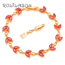 ROLILASON элегантные растения дизайн красный золотой удивительный шарм браслеты Званый ужин ювелирные изделия TB834