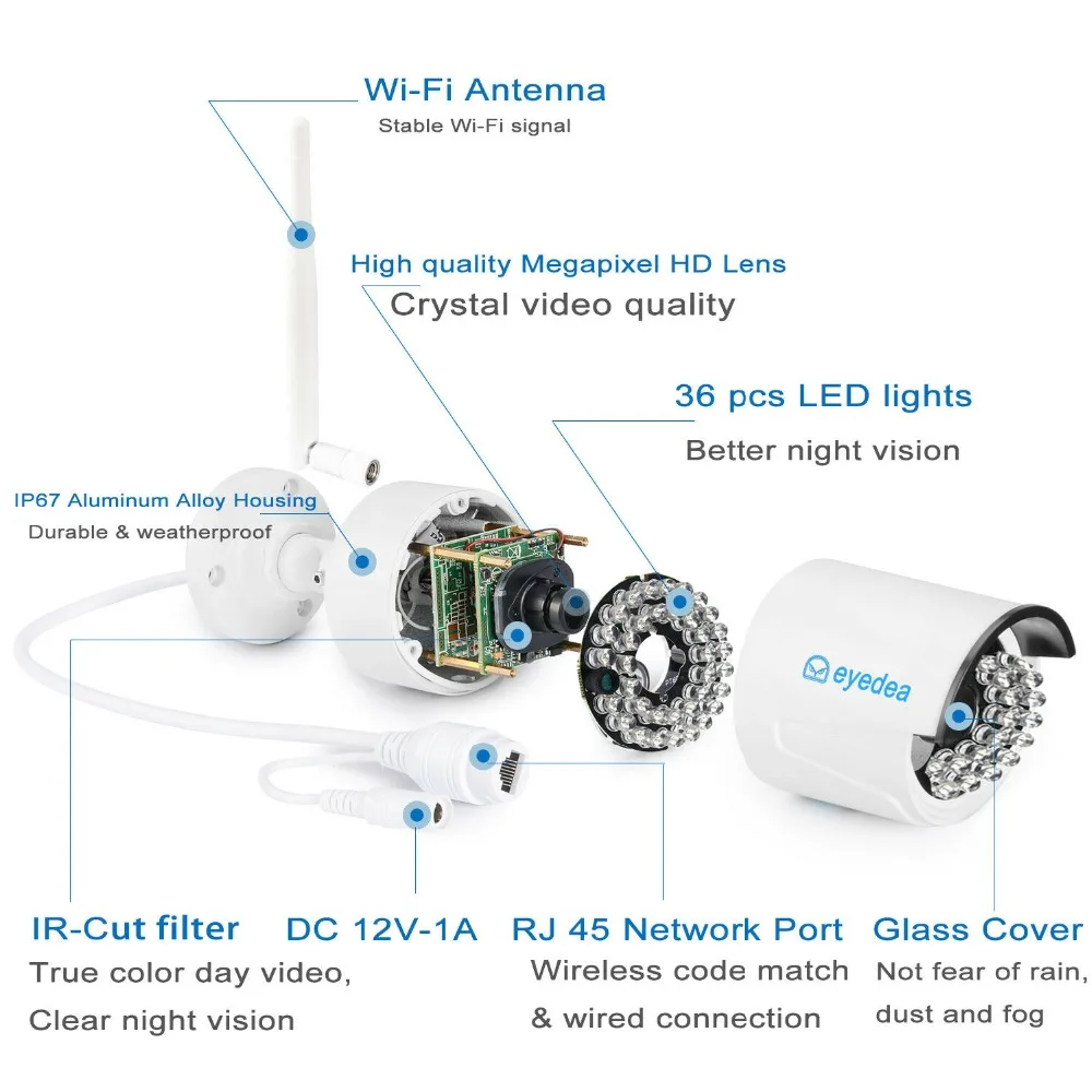 Eyedea беспроводная домашняя охранная камера система 4CH 1080 P WiFi NVR 2.0MP наружная Водонепроницаемая Аудио Телефон вид наблюдения наборы