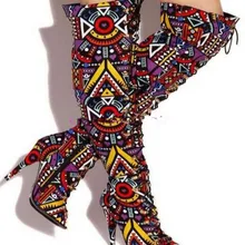Kaeve/Лидер продаж, разноцветные цветы, Сапоги выше колена пикантные женские сапоги на шнуровке с круглым носком рыцарские сапоги на шпильке с перекрестной шнуровкой