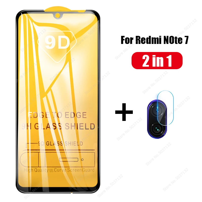 

2 in 1 Protective Glass For Xiaomi Redmi Note 7 Note7 Glass 9D Tempered Glass + Camera Lens Film Screen Protector Cover Glass