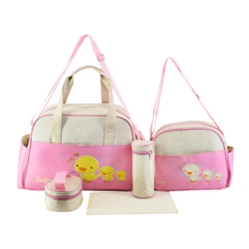 

5pcs/pack Diaper Bag For Mom duck animal cartoon Mommy Maternity Bag baby care bags light large bags for travel