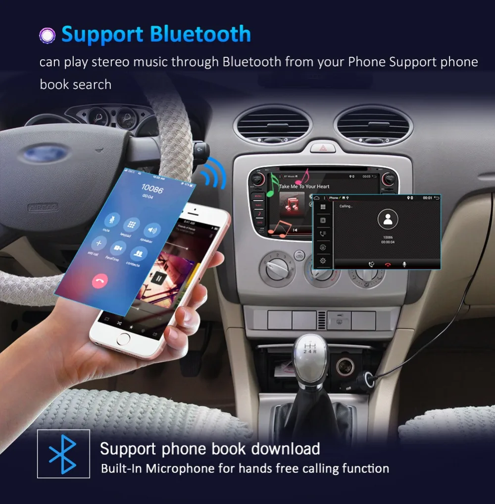 Best Quad core 2DIN Android 8.0 car dvd GPS car dvd for Ford focus Mondeo S-max smax Kuga c-max Connect Galaxy wifi 3/4G BT Autoradio 10