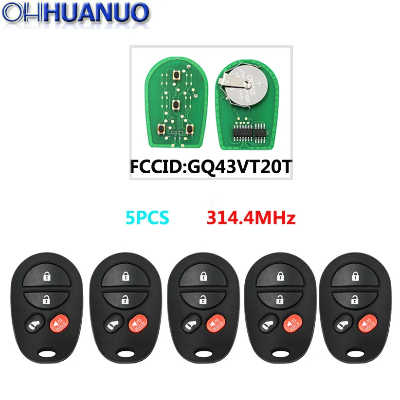 5PCS*New Keyless Entry 4 Button Remote Car Key Fob for Toyota Sienna 2004 2013 314.4MHz ...
