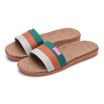 

Female summer wear home indoor couple sandals and slippers men's non-slip wear-resistant household soft bottom linen slippers
