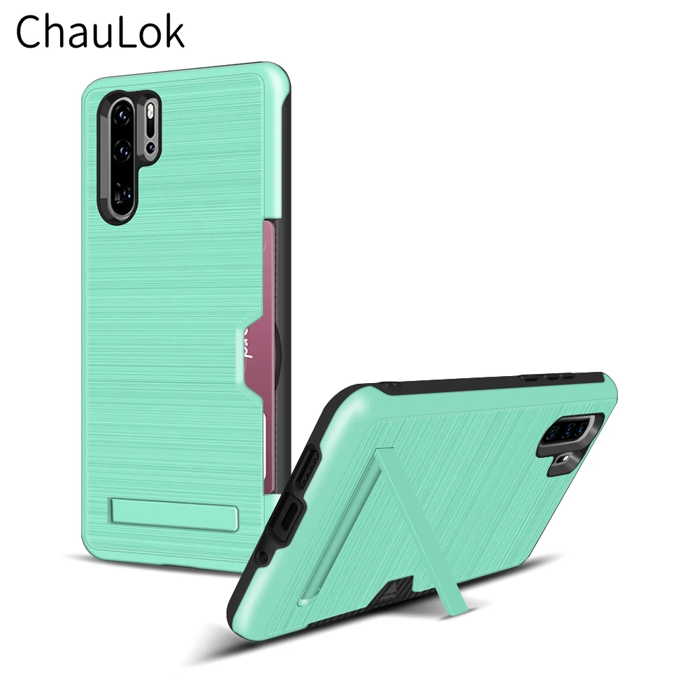 Гибридный чехол ChauLok Armor для Huawei P30 pro держатель кредитных карт прочная жесткая