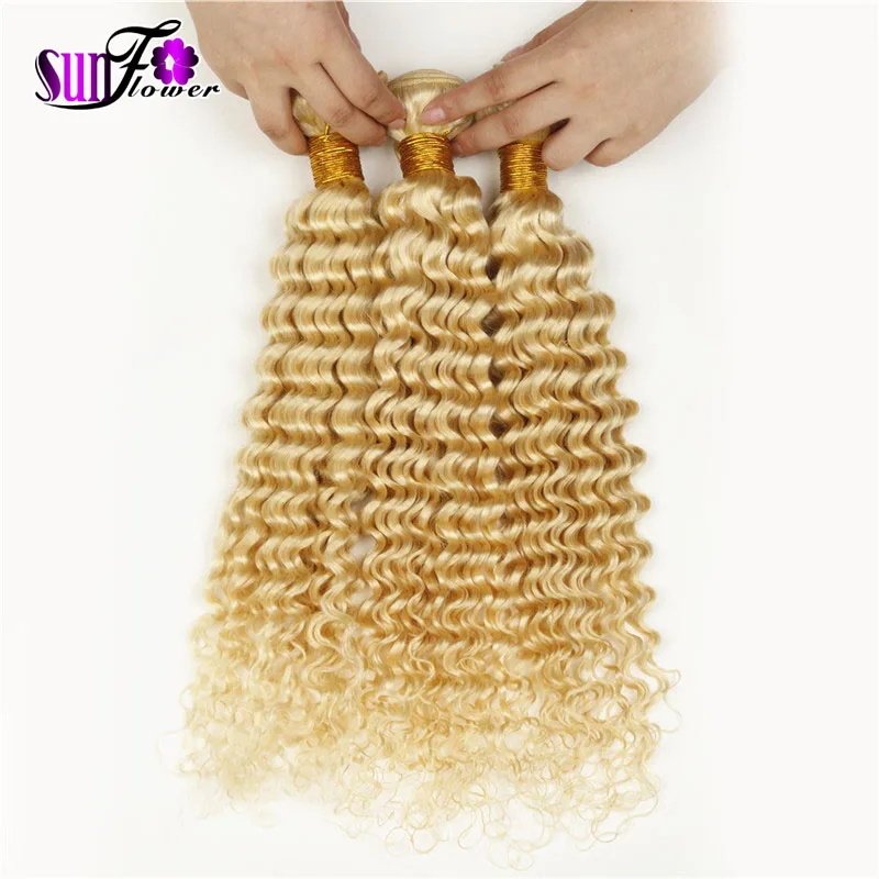 

Irina Beauty Hair Extension 613 Kinky Deep Curl Blonde Human Hair Weft 4Pcs Deep Curl Bleach Blonde Brazilian Virgin Hair Curly