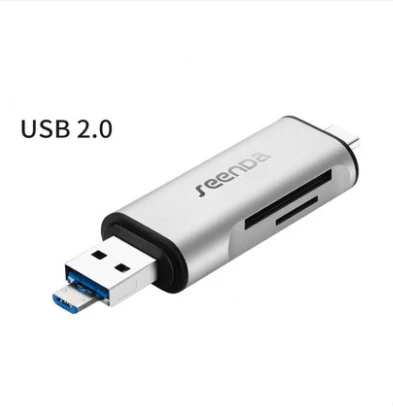 Seenda все в 1 USB 3.0 Тип-C Металл card reader высокое Скорость SD Micro SD Card Reader micro USB Multi Memory OTG картридер - Цвет: USB2.0 Sliver