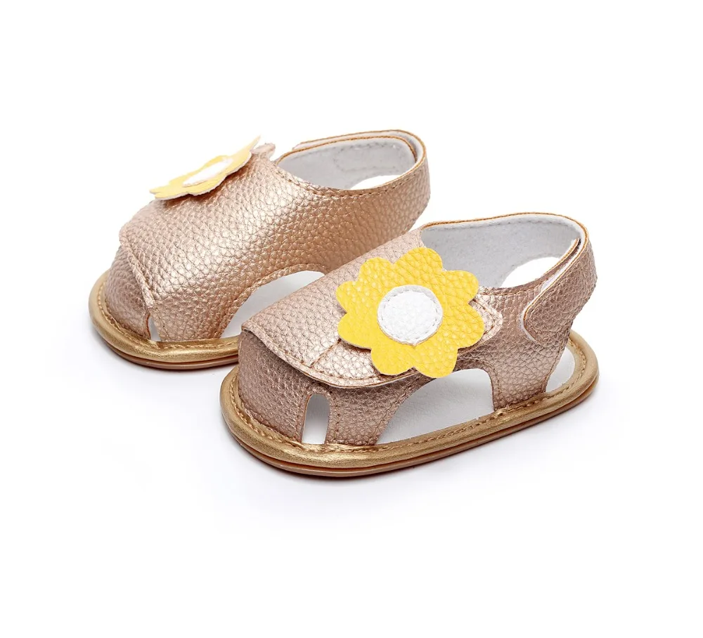 Детские летние цветочные туфли милые детские сандалии для девочек резиновая подошва первые ходунки обувь новорожденного сандалии для 0-24 м