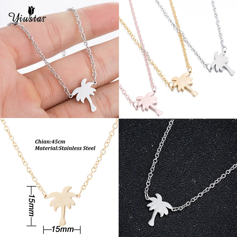 

Yiustar Sterling Stress Women Dainty Palm Tree Pendant Necklaces Coconut Sweet Choker Minimalist Plant Jewelry women Bijoux