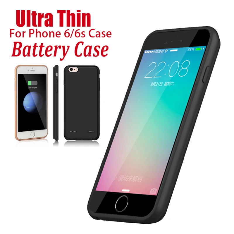 Black Rose Gold Rechargeable Charge Case For iPhone 6 Plus 6S Charger Case Power Extra Battery