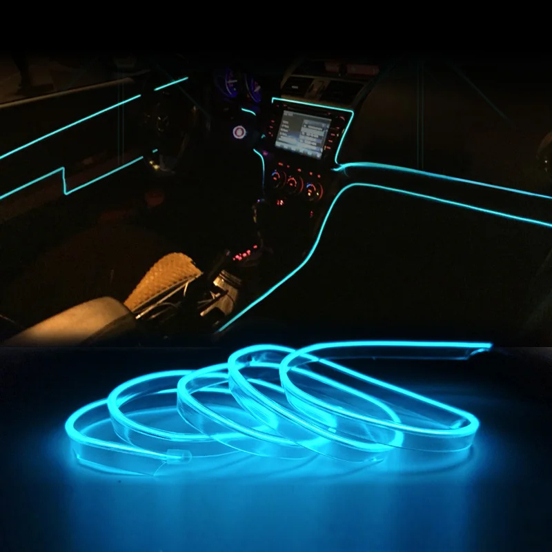 5 метров Автомобильный декоративный светильник s EL Salon провод холодный неоновый светильник линия с голосовым звуковым контроллером драйвер инвертор Стайлинг автомобиля