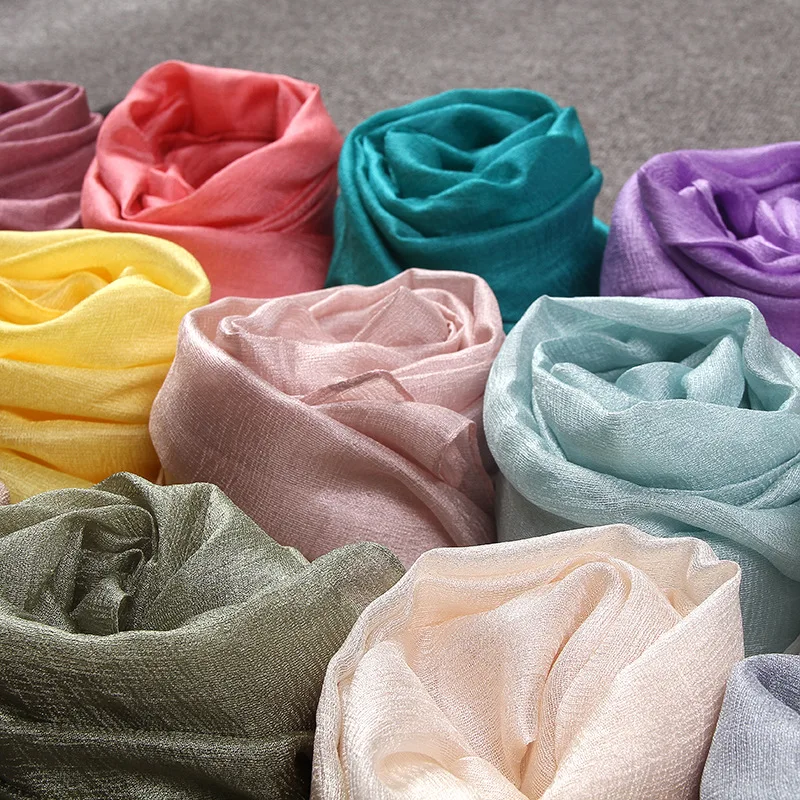 

New Linen Scarf Long Sunscreen Women Beach Towel Shawl Cotton Linen Solid Scarf Pashminas Female Pearl Light Gift Silk Scarf