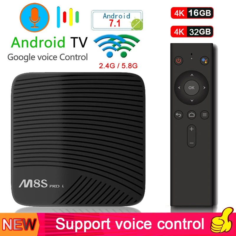 

Mecool M8S PRO L Smart TV Box Android 7.1 Amlogic S912 3GB RAM 16/32GB ROM 5G Wifi BT4.1 TV Box Voice Remote Control Set-top Box