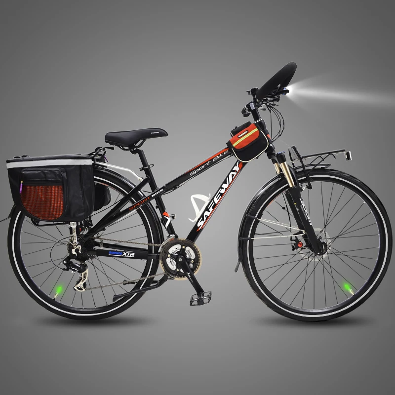 Cycling Bicycle for Men, 27 Speeds, 700C, Aluminum Alloy Frame, Road Bike, Double Disc Brake, Butterfly Handlebar.