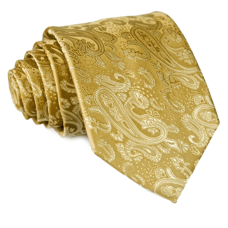 Однотонные мужские галстуки с цветочным узором и Пейсли желтого и золотого цвета, галстуки, шелк, жаккардовый тканый галстук, наборы, карманные квадратные, вечерние, свадебные