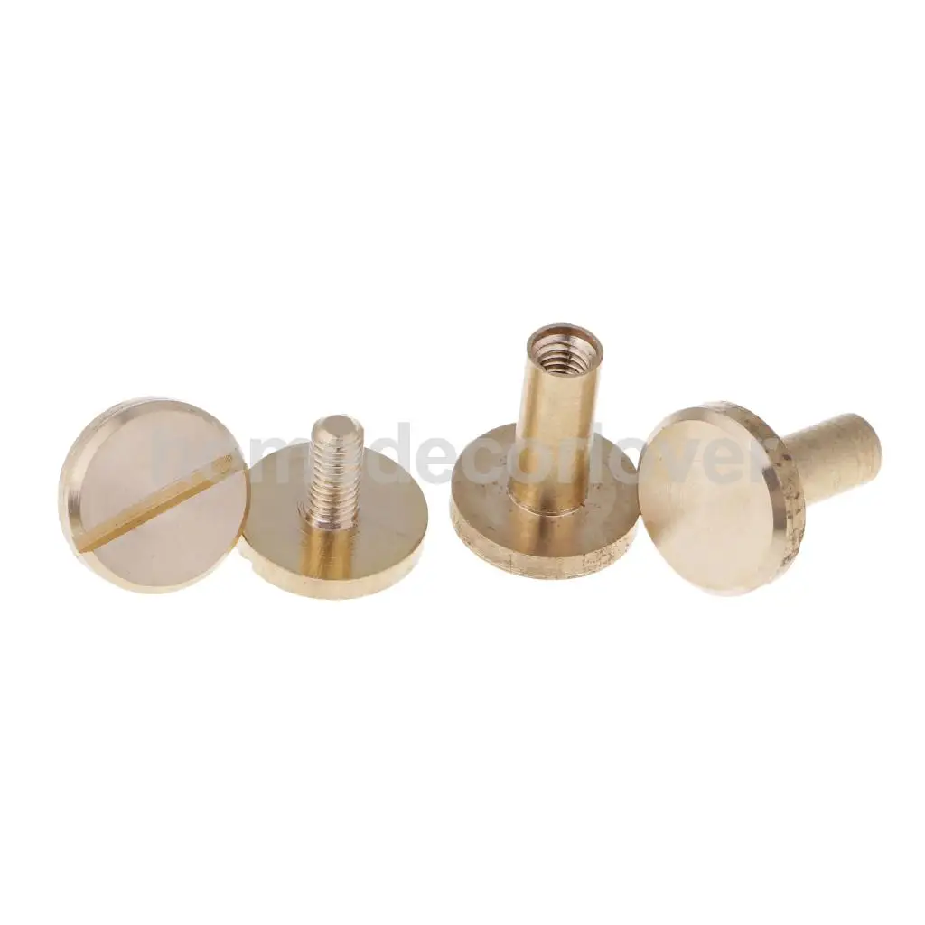 6 Sets Solid Brass Flat Round Head Stud Screwback Leather Craft Chicago Screws