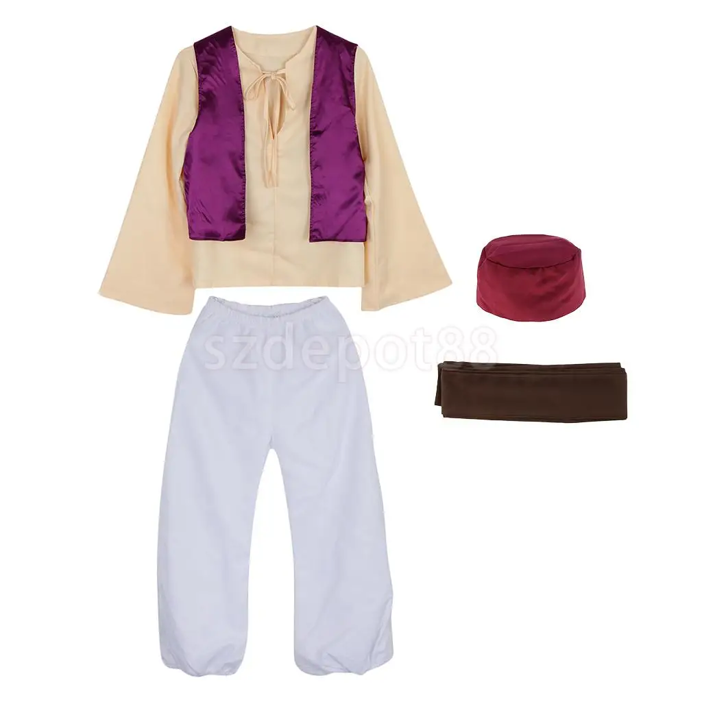 Prettyia Indian Arab Prince Costume Hat Adult Mens Sheik Cosplay Halloween Masquerade Party Outfit Anime Uniform