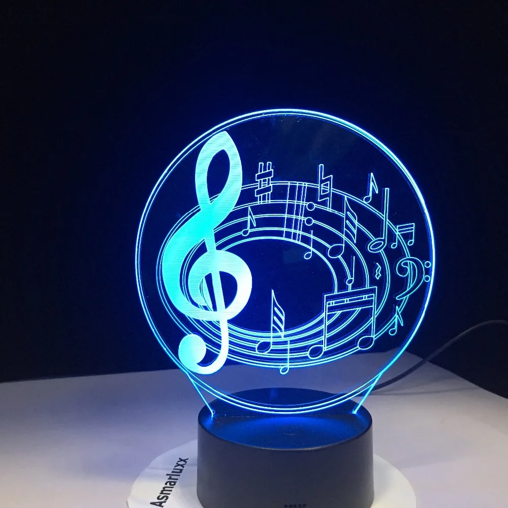 Beste Nieuwe 2018 Romantische Muzieknoot 7 Kleurverandering Tafellamp 3D LED Nachtlampje Bedroon Decor Novelty Glans Holiday Gift voor Kids