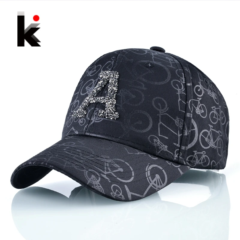 

High Quality Unisex Baseball Hat For Men And Women Solid Snapback Bone Casquette Rhinestone Letter A accessories K pop Casquette