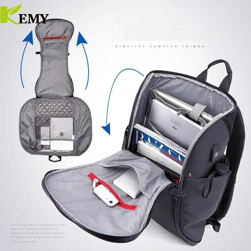 KEMY нагрудная сумка, новинка, ноутбук для мужчин, анти-вор, дизайн, рюкзак для путешествий, подходит для 15,6 дюймов, сумка для ноутбука, мужские деловые дорожные сумки