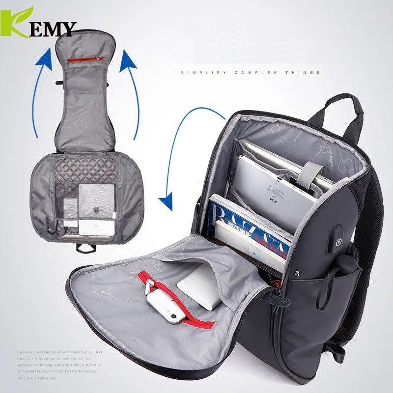 

KEMY Chest bag New Notebook for Men Anti-thief Design Travel Backpack Fit for 15.6 inch Laptop Bag Male Business Travel Bags
