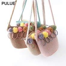 Высокое качество, ручная работа, Детская сумка на плечо, изысканный цветок, соломенная сумка, сумка-мессенджер, Детские ключи, монеты, кошелек, Милая принцесса, сумки