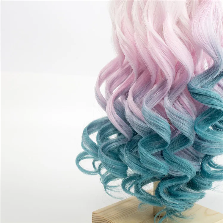 BJD/SD парик для кукол волосы термостойкие провода длинные вьющиеся белый розовый синий зеленый Ombre парики для 1/3 1/4 куклы
