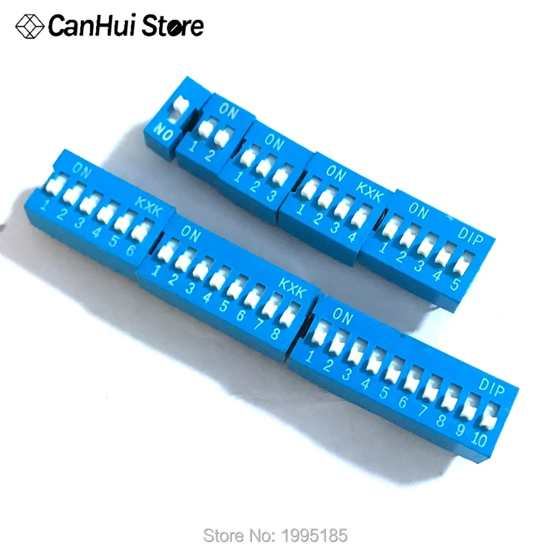10 шт. скользящий модуль переключателя 1 2 3 4 5 6 7 8 10 PIN 2,54 мм позиционный путь DIP шаг тумблер синий оснастка переключатель набора