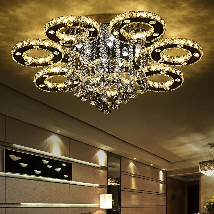 Современный роскошный кристалл привело потолочные светильники Освещение Гостиная спальня освещение творческий ресторан потолочный светильник 110-240 В