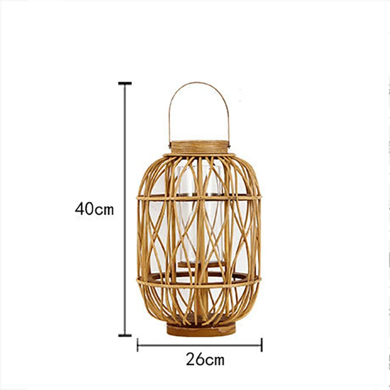 Китайский классический деревянный ротанговый ручной работы подарок Свеча фонарь творческий домашний интерьер украшения металлический подсвечник Фонарь