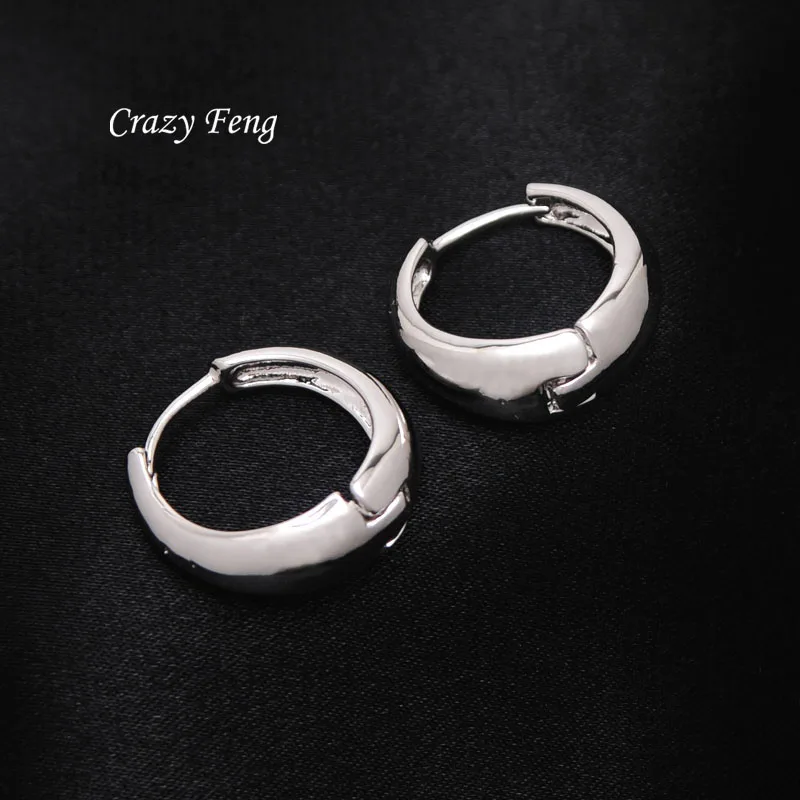 

Popular Jewelry Gift 1Pair Free Shipping Retro Silver Color Smooth Round Circle Small Hoop Earrings For Women Pendientes Brincos
