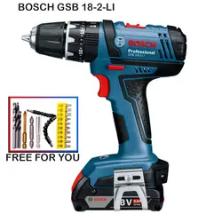 Bosch GSB18-2-LI беспроводная ударная сверлильная электрическая отвертка Электроинструмент литиевая на батареях шуруповёрт сверло для стен