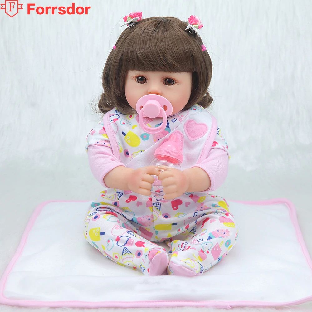 

forrsdor 42cm Curly-haired silicone doll bebe reborn corpo de silicone inteiro realista,the latest Christmas gifts.