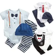 Gentleman Newborn Toddler Baby Boy Bodysuit+Pants+Hat Outfit Clothes Set 3pcs New