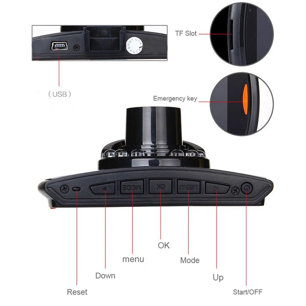 Новая 2," 720 P Автомобильная камера рекордер циклическая запись 6 светодиодов ИК ночного видения DVR Dashcam с всасывающим держателем