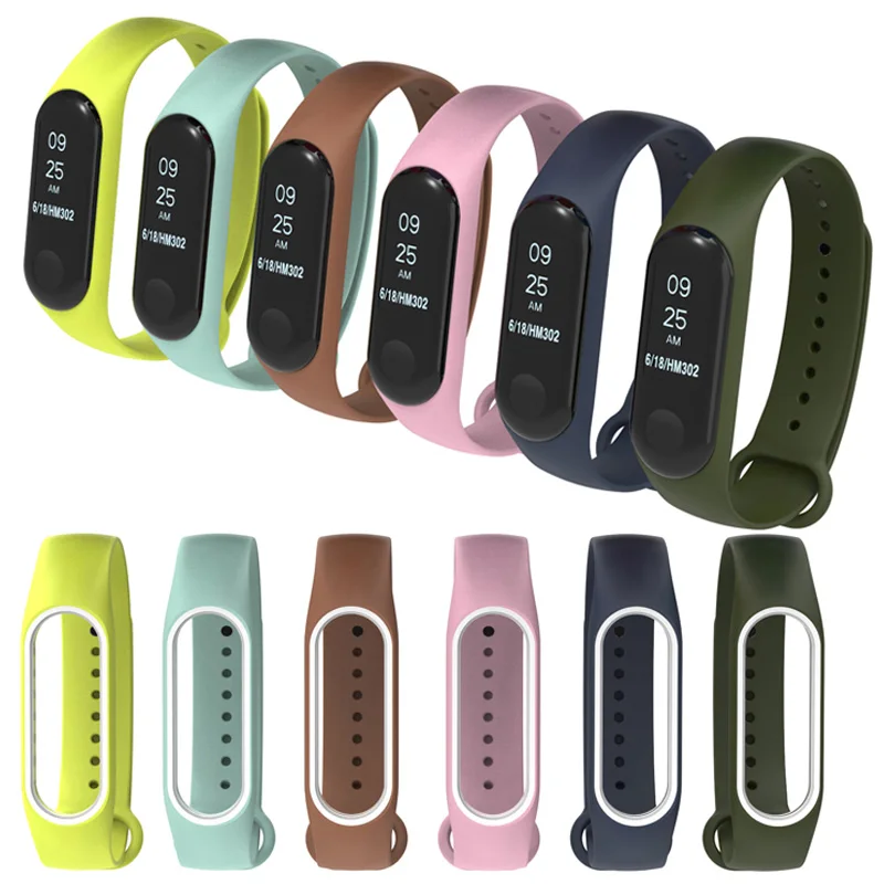 Силиконовый сменный ремешок для браслета Mi band 4 двухцветный мягкий браслет с