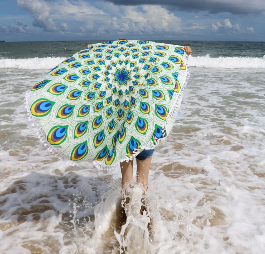 3D Peacock Beach Towel