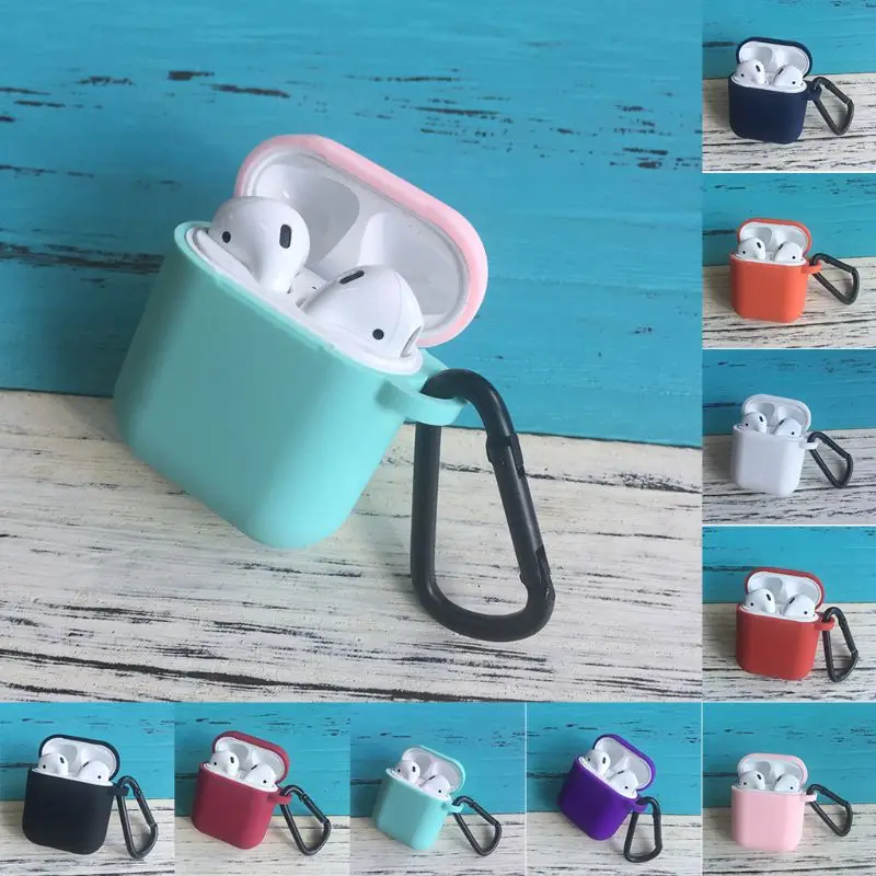 

Protective Cover Soft Silicone Skin Charging Case Buckle Accessories Waterproof Shockproof for Apple Airpods Bluetooth Earphones