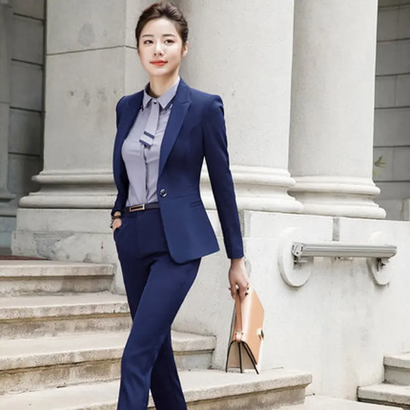 Women/’s Office Lady Suit Set Work Blazer Jacket and Pant Two Pieces Outfit