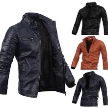 Zogaa, уличный стиль, мужская куртка, длинный рукав, мужская кожаная куртка, мульти молния, кнопка, воротник, Мужская мотоциклетная куртка, Мужская верхняя одежда